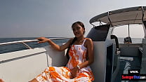 Young amateurs rented a boat and they fucked on it