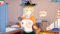 【エロゲーコイカツ!】東方project 摩多羅隠岐奈のおっぱい揉んで仁王立ち手コキフェラ奉仕してもらってからのセックス!爆乳エロアニメ【ヘンタイゲーム とうほう 】