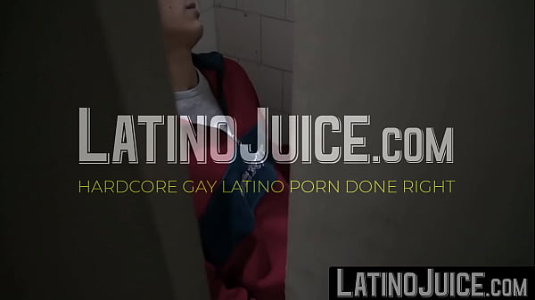 LatinoJuice.com – Nicolas & Angel – Me and kinky Nicolas jerk each others huge cocks inside the public bathroom