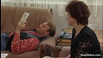 Amateur granny Hanna M with natural tits is stripped to black stockings and hairy pussy licked then fucked by hard dick Steve Vincent