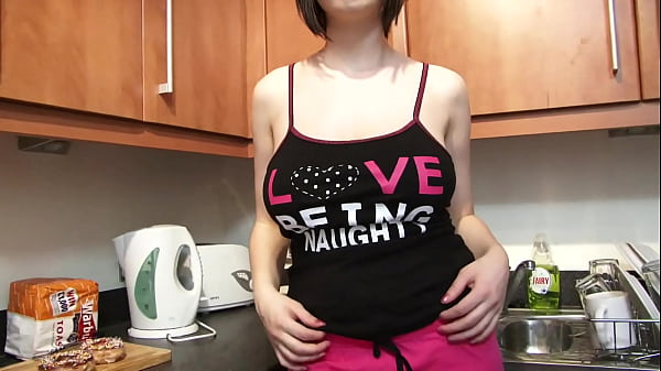 Purefilmstv – Chesty brunette strips in kitchen to be seen naked