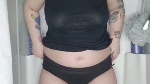 Shower strip tease and pissing myself