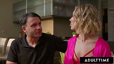 ADULT TIME – Sexy Blonde Angelika Grays Invites Neighbors Over For Her First Hard DP Threesome